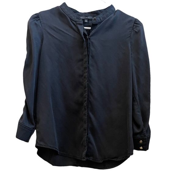 WHITE HOUSE BLACK MARKET Ruched Sleeve Denim Shirt Size Small - Picture 7 of 11